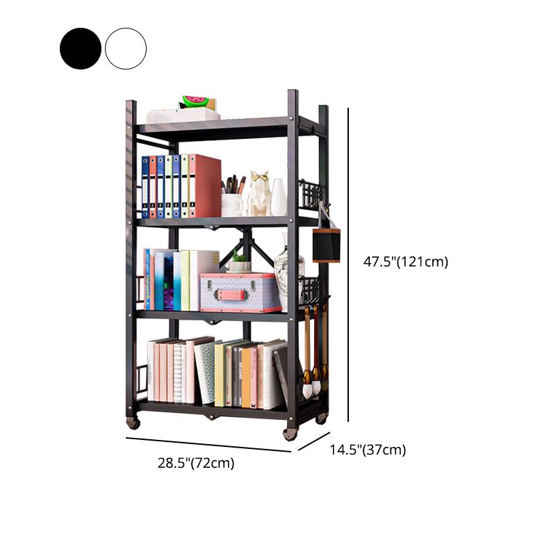 Foldable Bookcase Open Back Bookshelf with Casters for Study Room Office