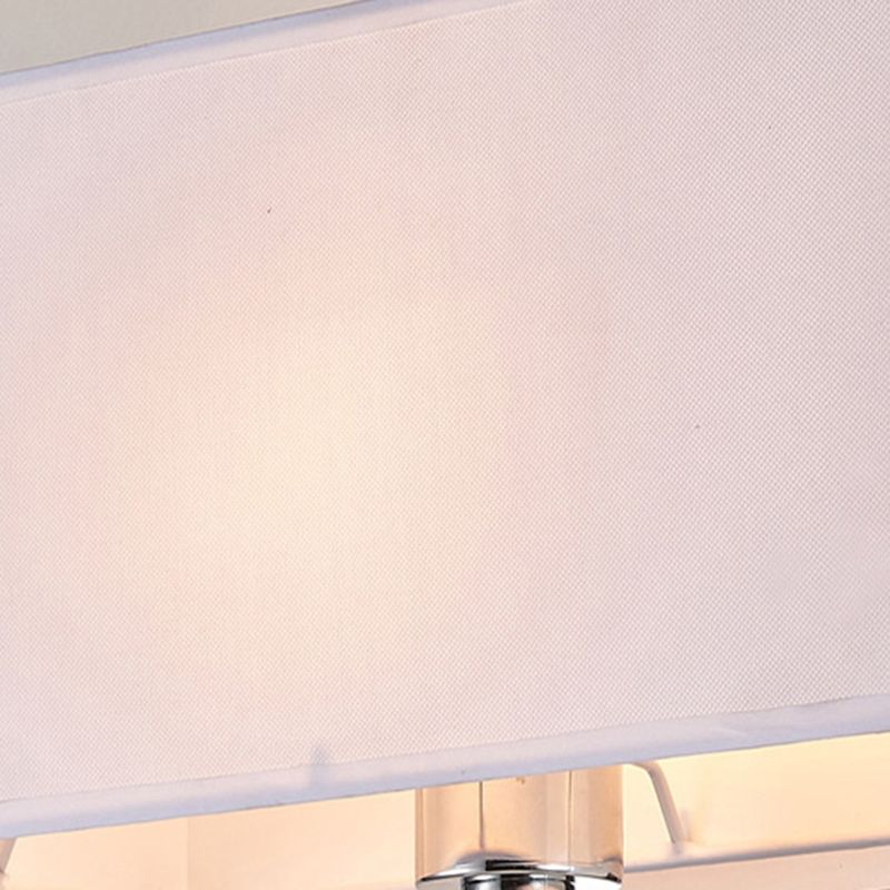 Adjustable Modern Metal Wall Sconce Rectangle Wall Light with Fabric Shade for Bedroom