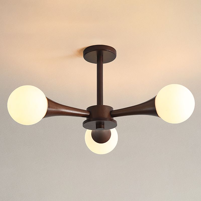 Globe Chandelier Light Fixtures Modern Multi-Head Hanging Pendant Lights with White Glass Shade
