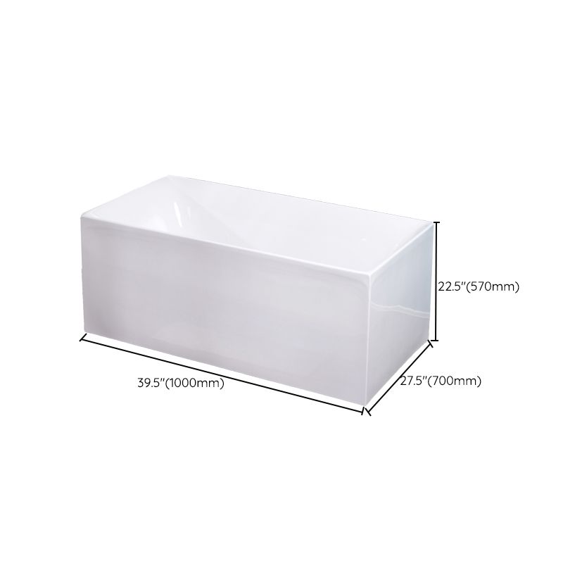 Acrylic Soaking Bathtub White Rectangular Back to Wall Bath Tub