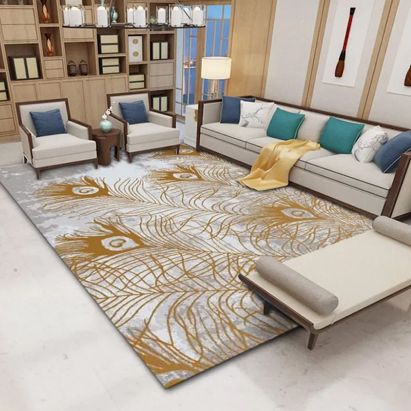 Contemporary Living Room Rug Multi Colored Geo Pattern Carpet Polyster Anti-Slip Backing Easy Care Rug