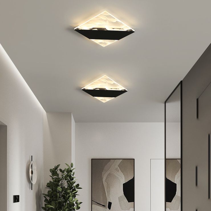 Lámpara de techo de plumas de hierro forjado con montaje empotrado LED geométrico creativo moderno con pantalla acrílica