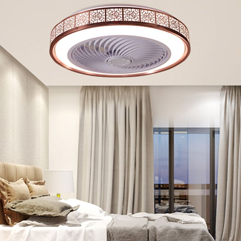 Drum Metallic LED Affermazione del ventilatore a soffitto Funzione semi -filo moderna Light per sala da pranzo