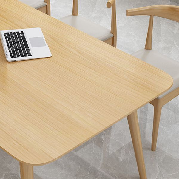 Vast hout eigentijdse rechthoekige eettafel natuurlijke houten boventafel met 4 poten