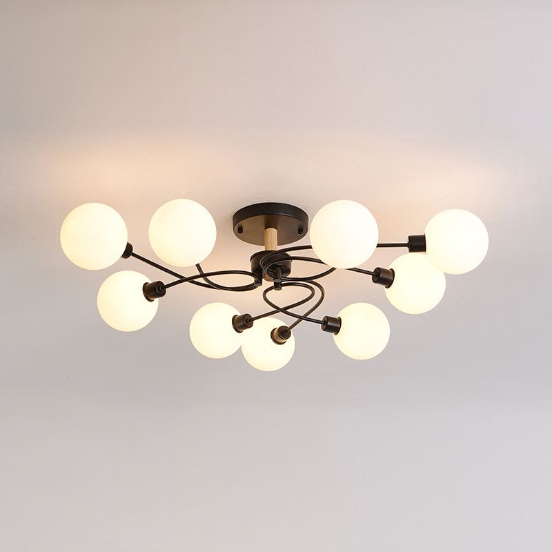 Multi Light Spherical Ceiling Lamp Modern Style Glass Ceiling Lighting for Living Room