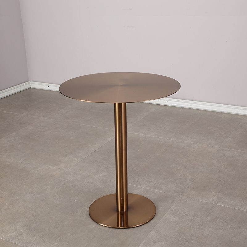 Pedestal Stainless Steel Top Cocktail Table Round Coffee Table for Living Room