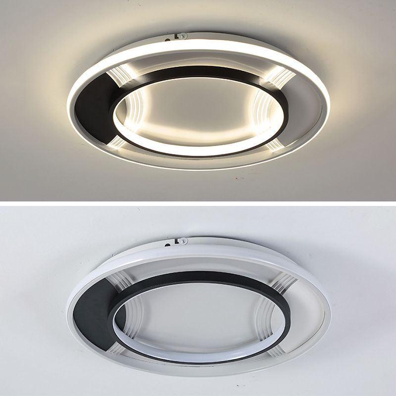 Plafonnier LED minimaliste plafonnier géométrique noir et blanc avec abat-jour en acrylique