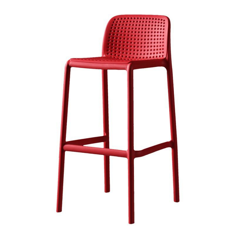 Scandinavian Plastic Barstool Plastic Counter Stool Rectangle Seat in Matte Finish