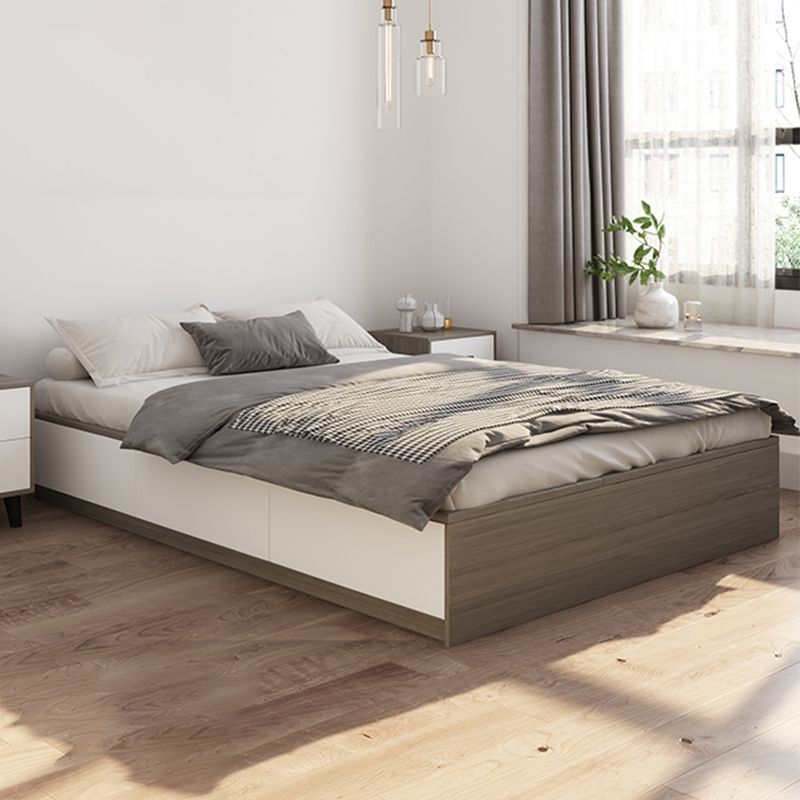 White and Brown Finish Platform Bed Lift Up Storage Platform Bed Frame