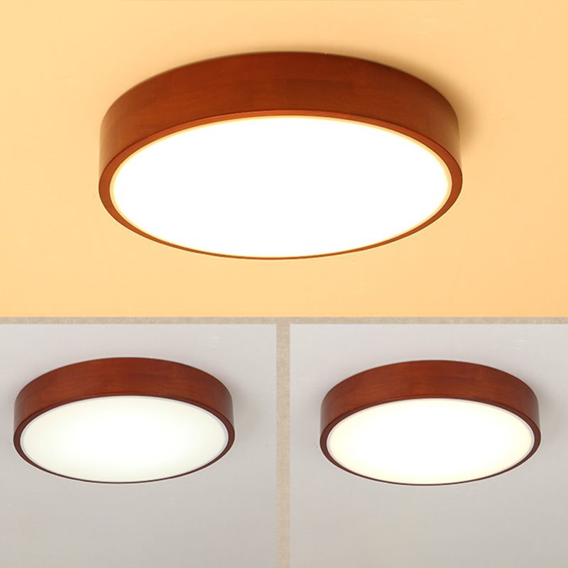 Round Flush Ceiling Light Fixture Modern 1-Light Brown Flush Mount Lamp with Acrylic Shade