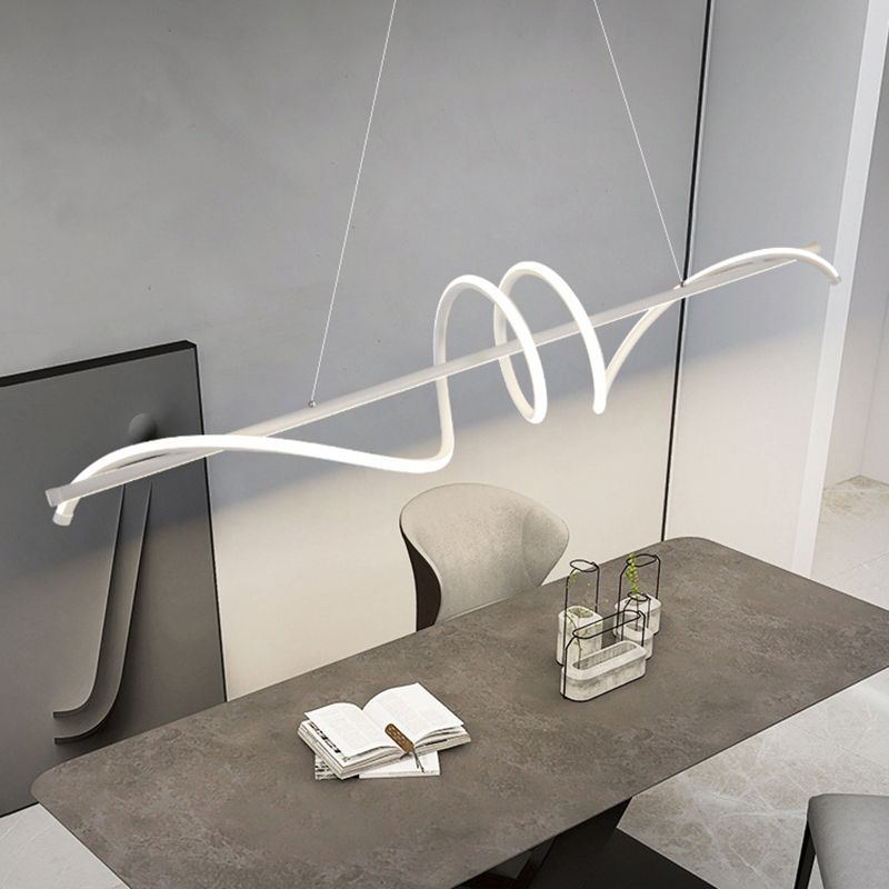 Modern Wavy Island Light Fixture Metal Dining Room Island Pendant Light