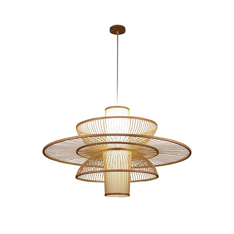 Lotus-ähnlicher Bambus-Suspensionsbeleuchtung minimalistischer 1 Kopfholzheizpendel Deckenleuchte für Tea Room