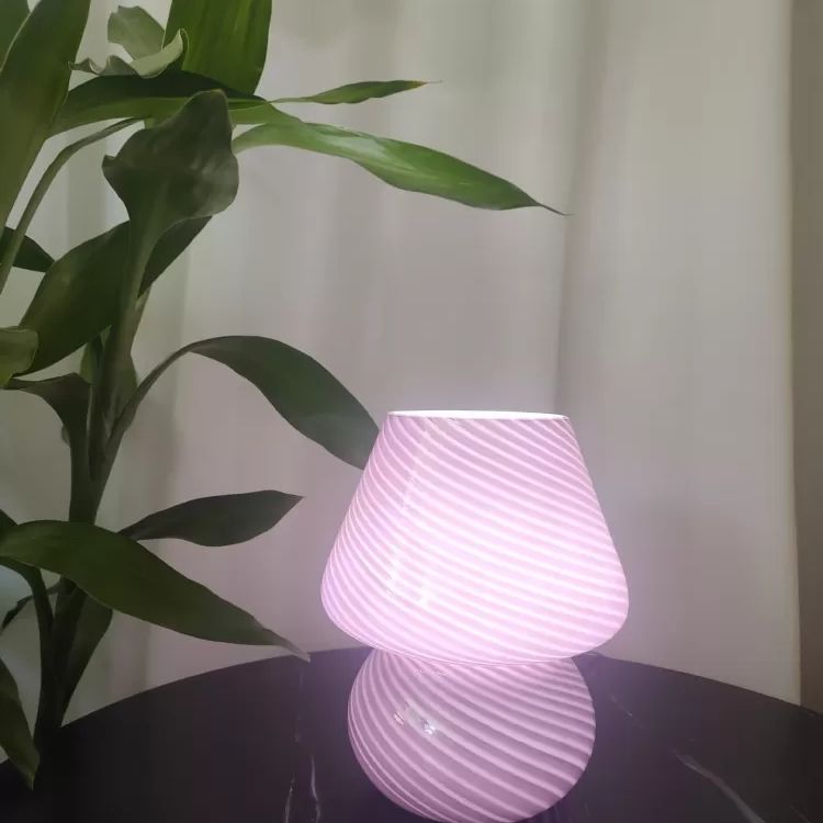 Trendy paddestoelvormige tafellicht macaron glas 1-licht nachtkastje lamp voor slaapkamer