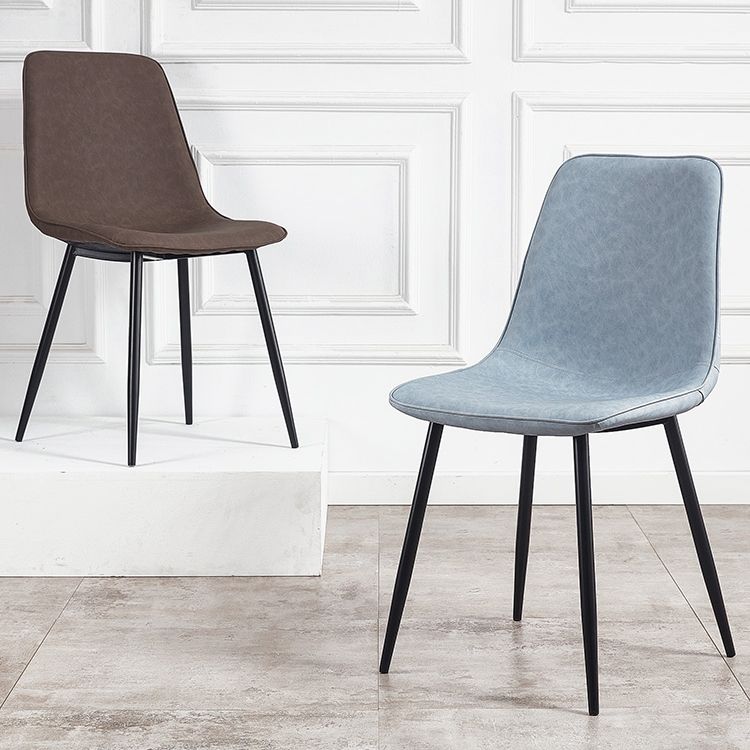 Armless Side Chairs Modern Faux Leather Kitchen Chairs for Dining Room