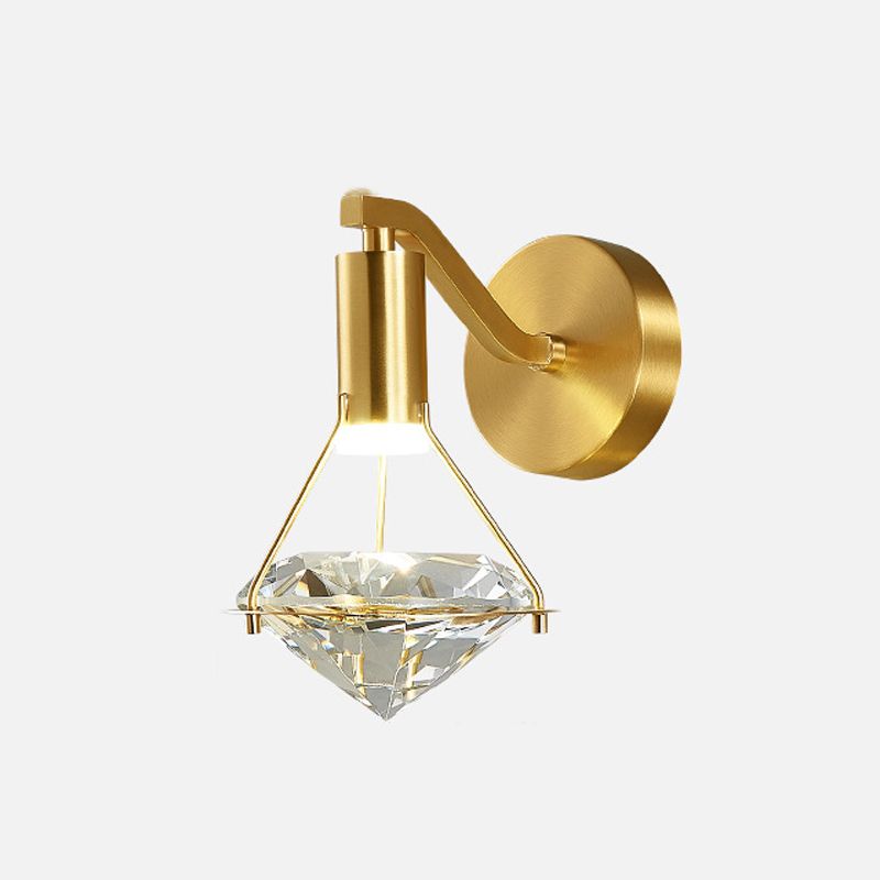 Tombra geométrica de 1 luces Medro de pared de estilo moderno Luz de montaje de pared de cristal en latón