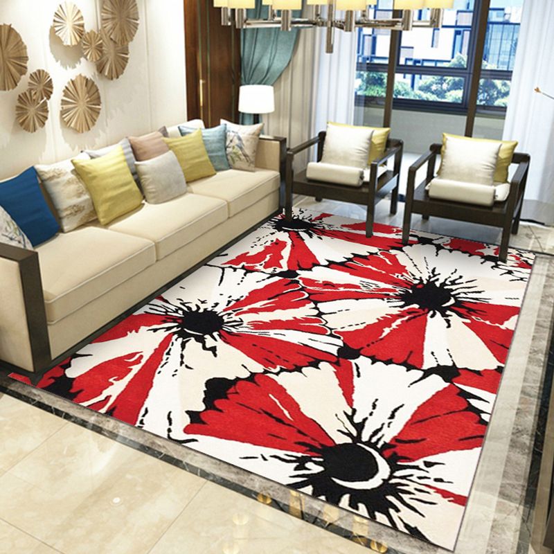 Gorgeous Multi Colored Modern Rug Polyester Flower Blossom Rug Pet Friendly Anti-Slip Stain Resistant Carpet for Home