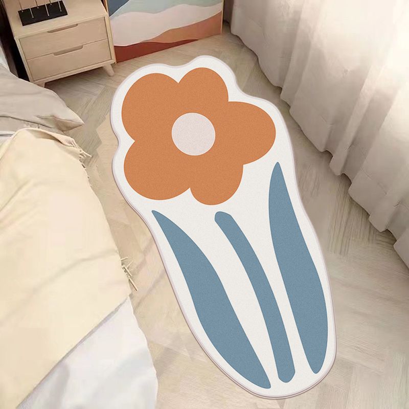Cartoon Pattern Rug Flower Shape Stain Resistant Rug for Home Decor
