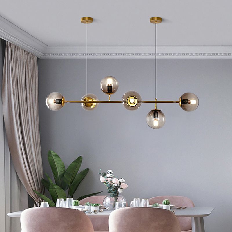 Spherical Shape Island Lights Modern Style Glass 6 Light Pendant Lighting Fixtures