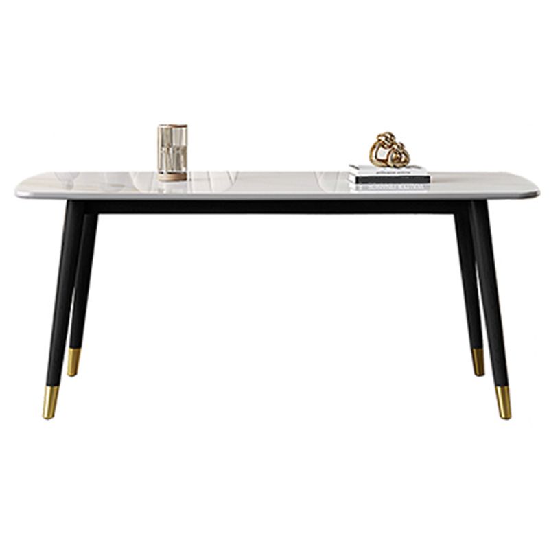 Sintered Stone Dining Table for Restaurant Industrial Rectangle White Table with 4 Legs