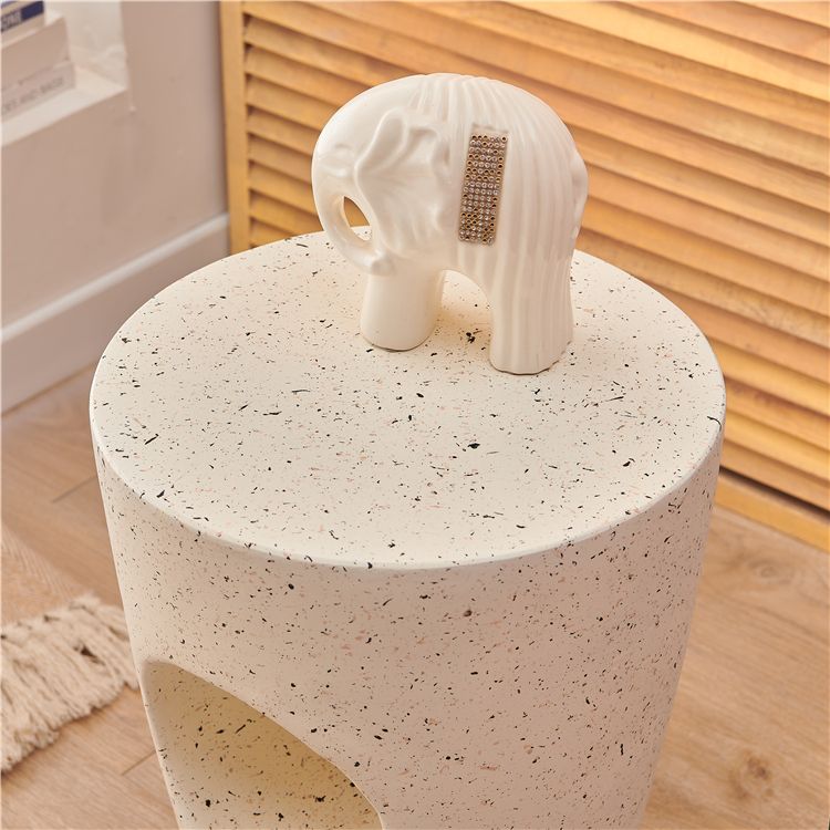 14.2" W x 14.2" D x 18.5" H Accent Side Table Cement with A Hole Corner Table in White