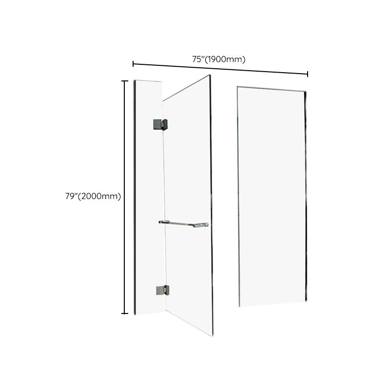 Inline Hinged Frameless Tempered Glass Shower Door, Transparent Shower Screen