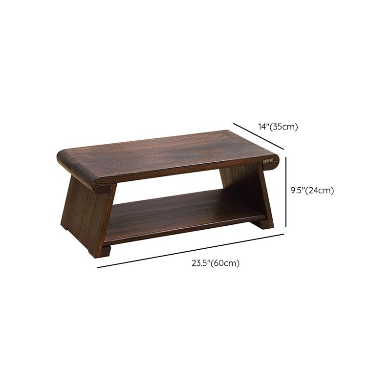Traditional Side End Snack Table in Brown Solid Wood with Rectangle Top