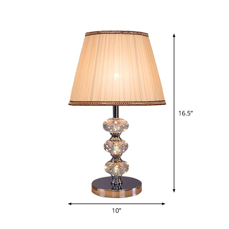 Stof cilindrische schaduw bestudeer licht eigentijdse 1 kop nachtkastje verlichting in zilver/beige/koffie met kristallen lamppost