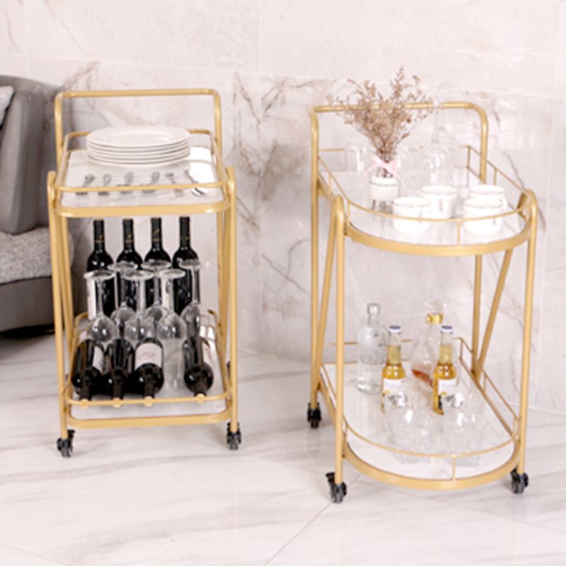 Modern 31.1"H Rolling Prep Table Metal Prep Table with Open Storage