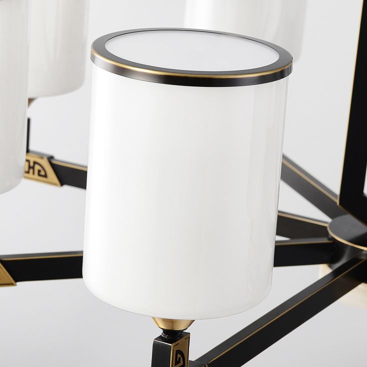 Contemporary Concise Hanging Light Glass Cylindrical Chandelier for Interior Spaces