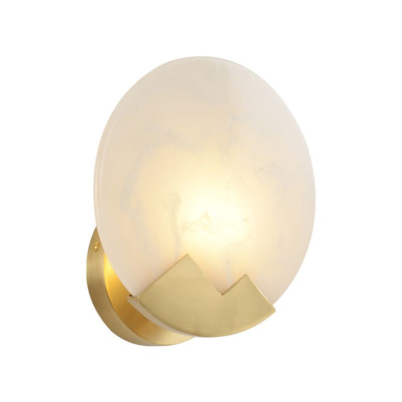 Brass Round Wall Light Postmodern 8" Wide Wall Sconce in Gold for Living Room
