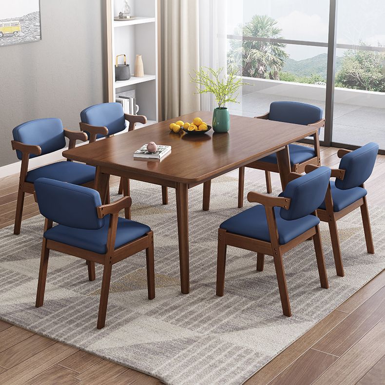 Mesa de comedor de madera sólida de estilo de goma moderno Mesa rectangular con 4 patas para comedor
