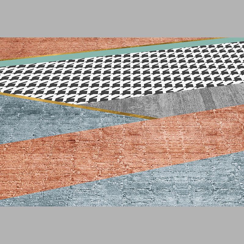 Pink Modern Indoor Rug Polyester Color Block Carpet Stain Resistant Rug for Bedroom