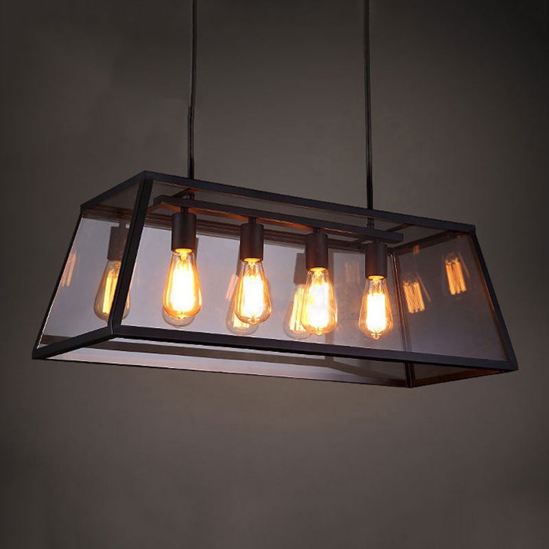 Industrial Trapezoid Island Pendant Lights Metal Multiple-Light Island Lighting
