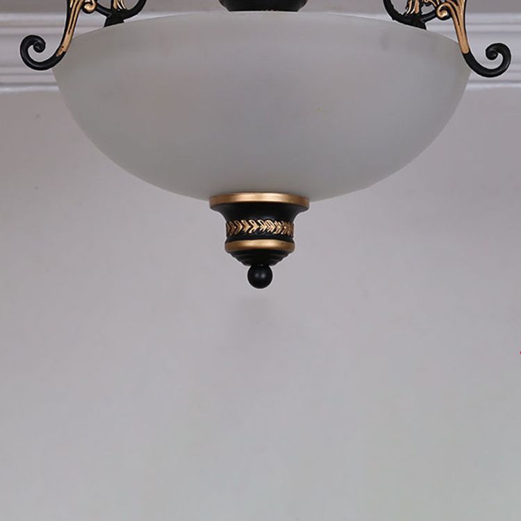 Plafondlamp in traditionele stijl, wit glas, inbouwlamp voor woonkamer