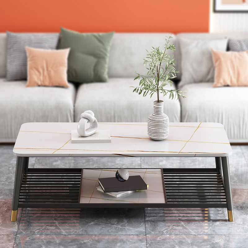 Glam Frame Coffee Table Slate Rectangular Coffee Table for Living Room