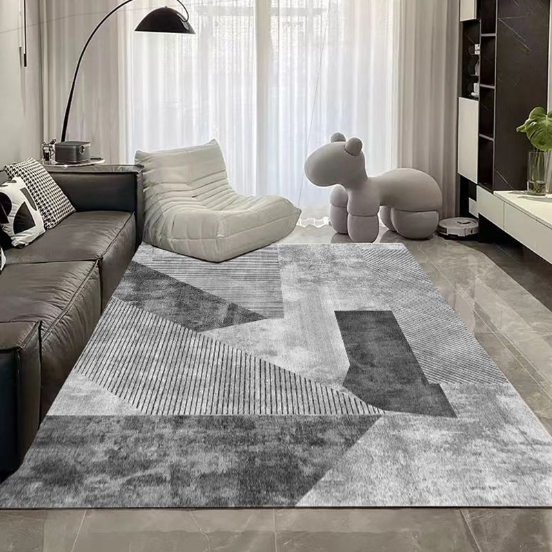 Contemporary Polyster Banded Pattern Bedroom Rectangle Stain Resistant Area Carpet