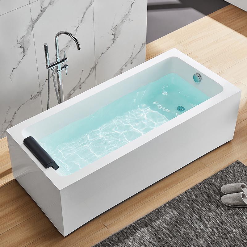 Modern Freestanding Rectangular Bath Tub Acrylic Home Bathtub in White