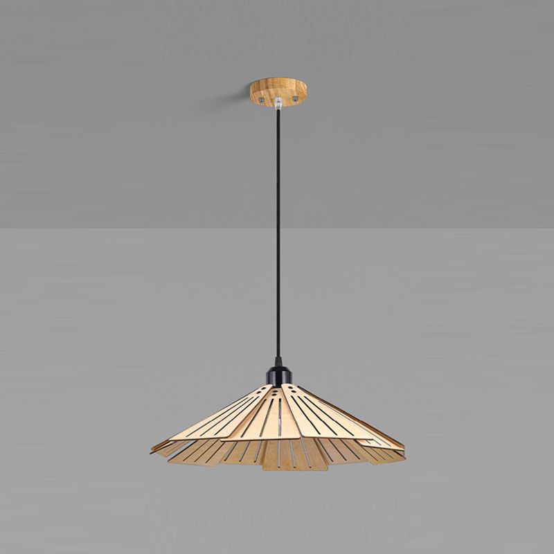 Modern Style Cone Shape Hanging Light Wood 1 Light Hanging Lamp for Living Room
