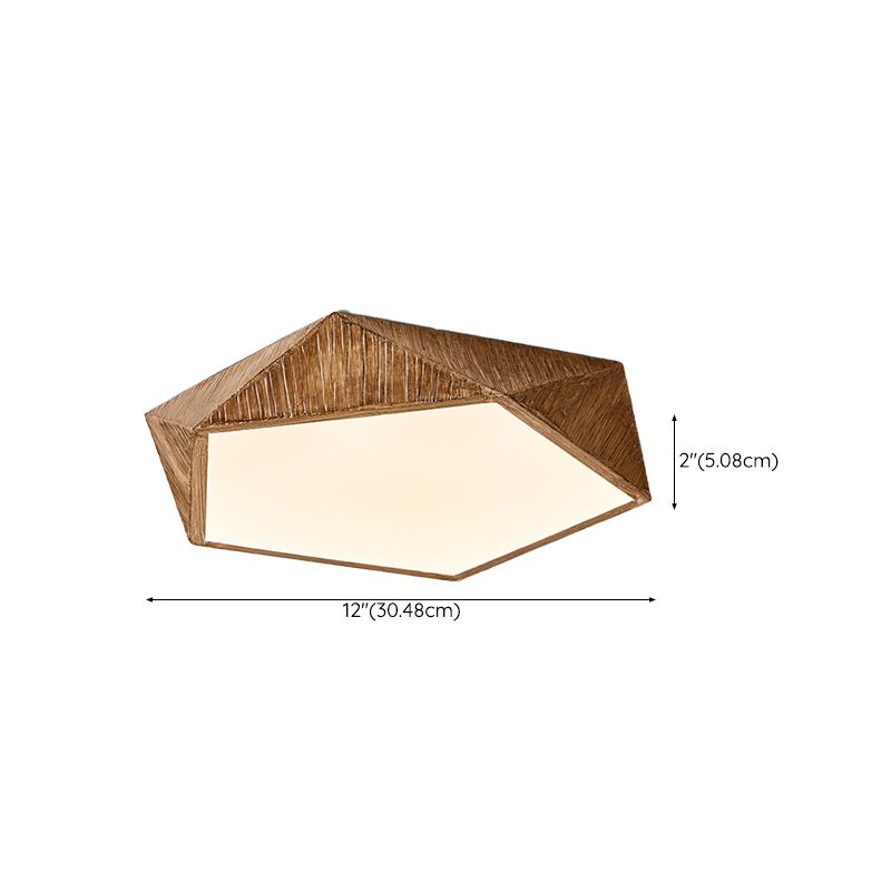 Contemporary LED Geometric Ceiling Flush in Brown Resin and Acrylic Flush Mount