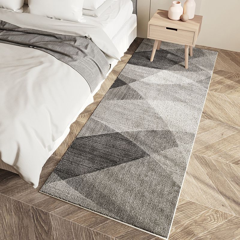 Grey Geometric Pattern Area Rug Polyester Modern Area Carpet Non-Slip Backing Rug for Bedroom