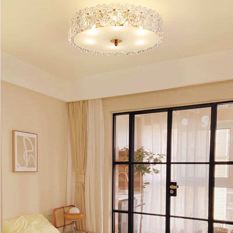 Multi Light Cylindrical Ceiling Lamp Modern Style Glass Ceiling Lighting for Living Room