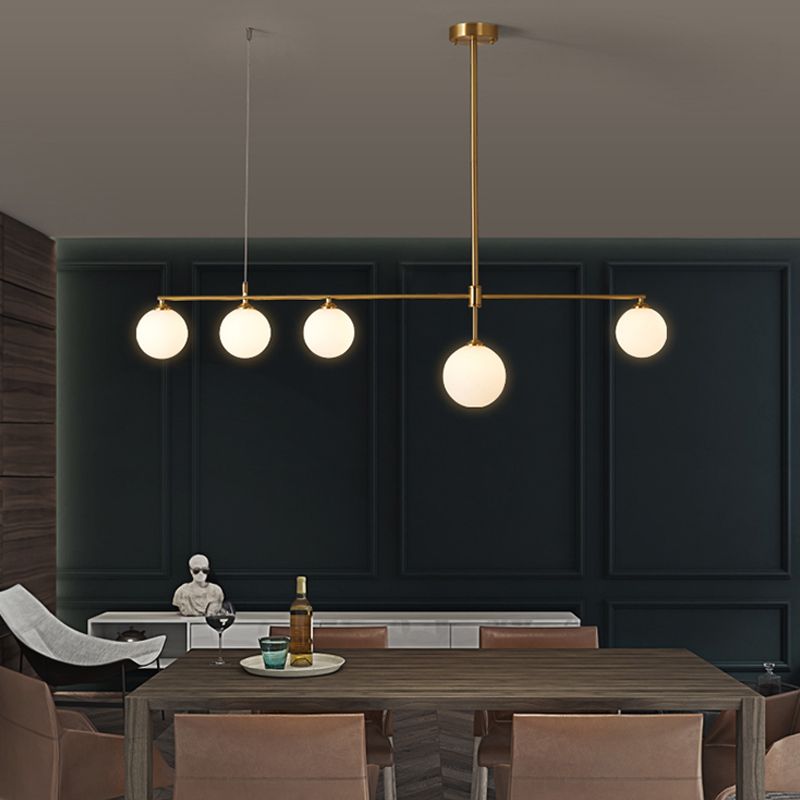 Copper Modern Island Lighting Glass Chandelier Light Fixture for Dining Room