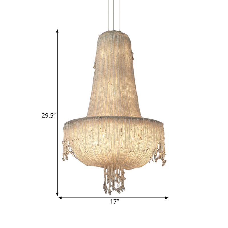 Crystal Basket Hanging Chandelier Rural 6 Lights Pendant Lighting Fixture in White