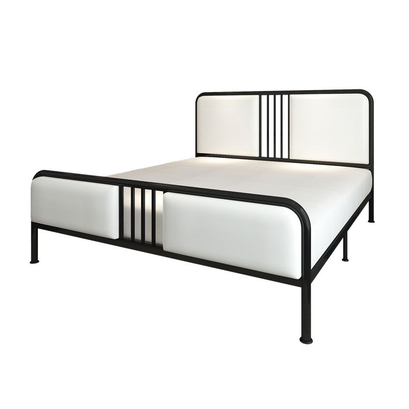 Glam Panel Bed Metal and Upholstered Bed Frame with Upholstered Headboard