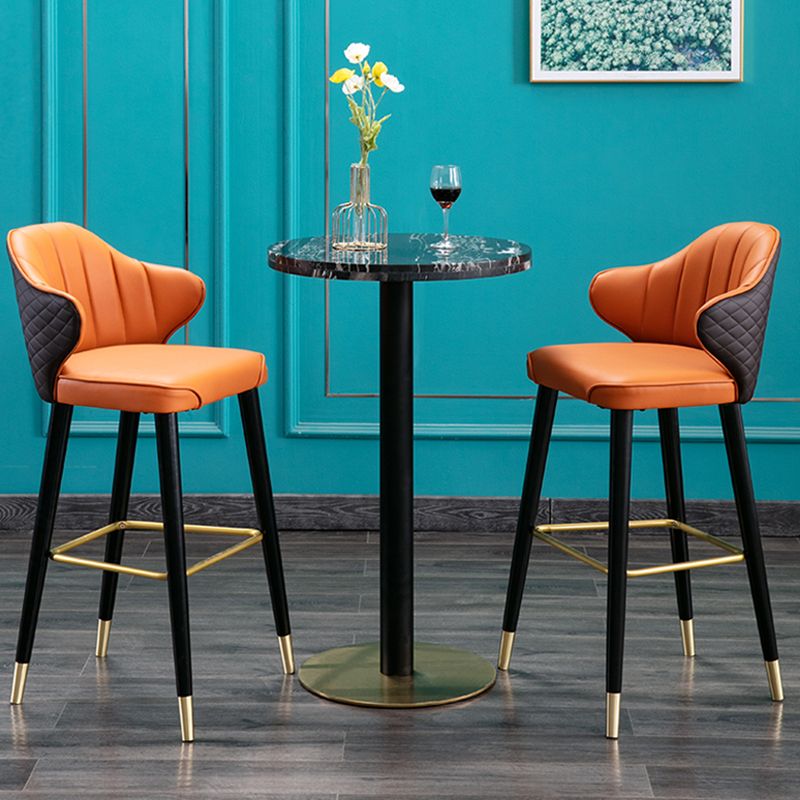 Black Modern Pub Table Set 1/3 Pcs Round Bar Table Set with 2 Stools