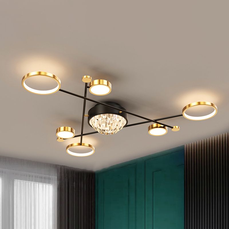 Éclairage du Mont-Flush moderne Sputnik Crystal Flush Mount Ceiling Light for Living Room