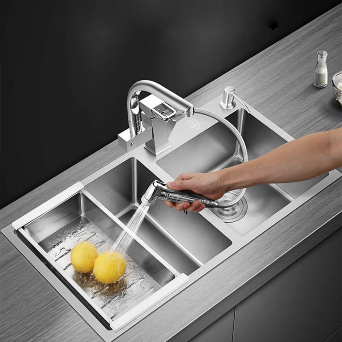 Modern Style Kitchen Sink Overflow Hole Design Drop-In Kitchen Sink
