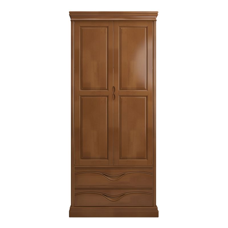 Rubberwood Armoire with Garment Rod Traditional Storage Cabinet with Drawers