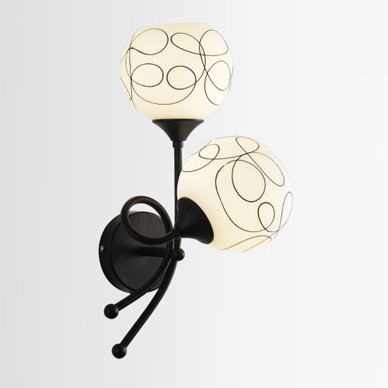 Glass Globe Sconce Light Fixture Modern 2-Light Wall Light for Bedroom
