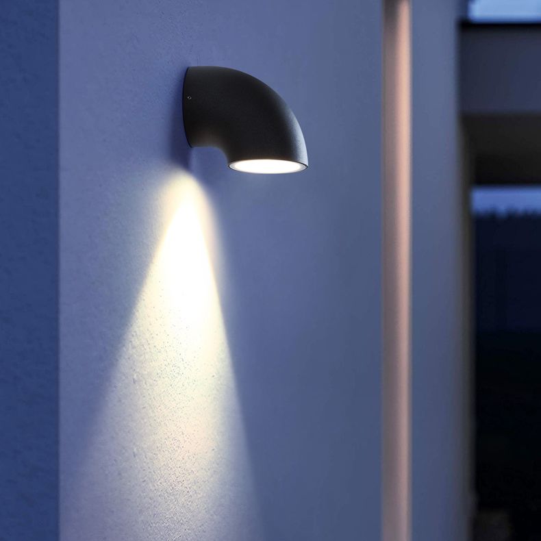 Matte Black Plumbing Pipe Wall Lamp Industrial Metal Courtyard LED Wall Sconce Light